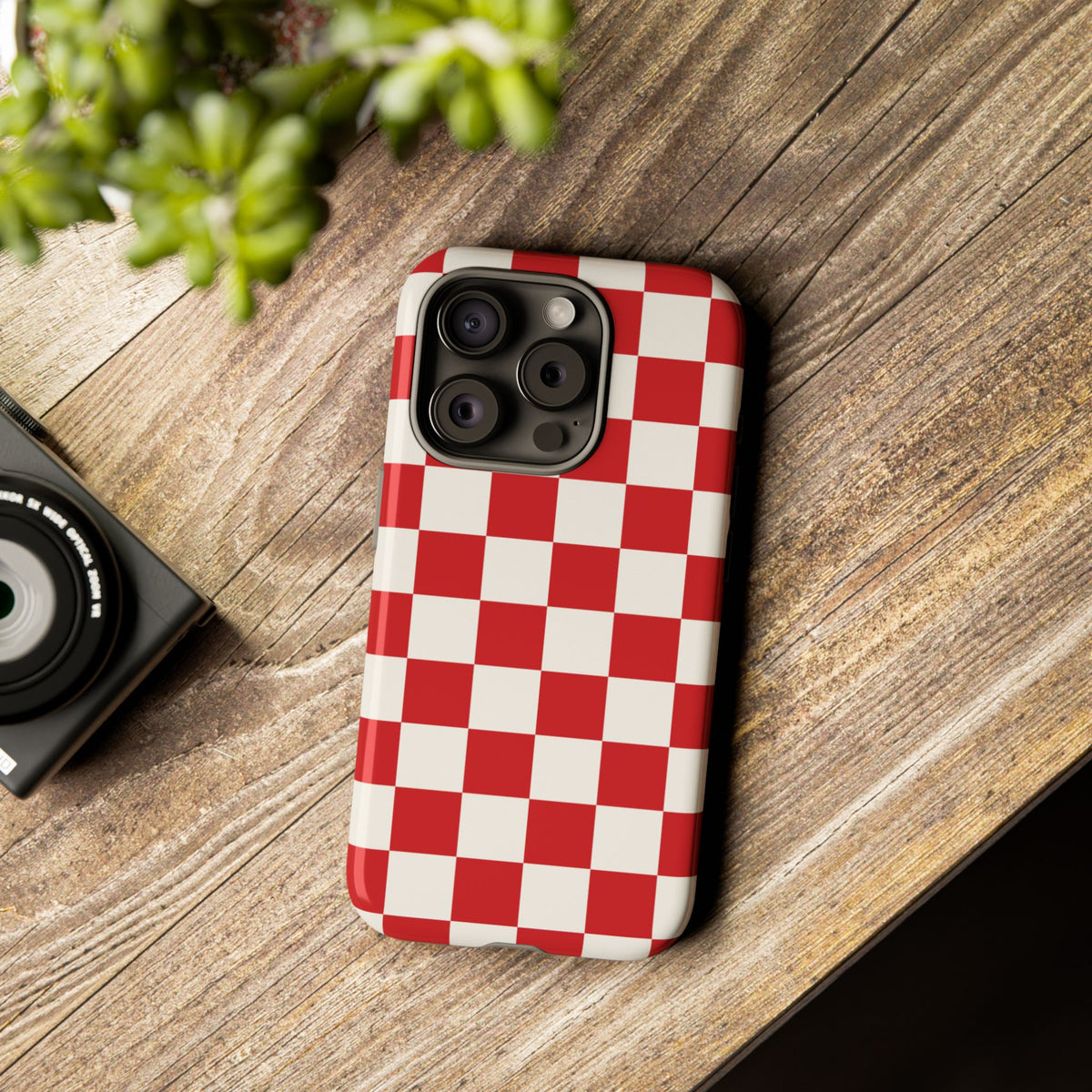 Red Checked Pattern Phone Case - Red Phone Case