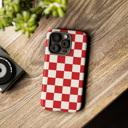 Red Checked Pattern Phone Case - Red Phone Case