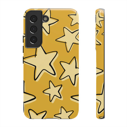 Golden Yellow Doodle Star Phone Case