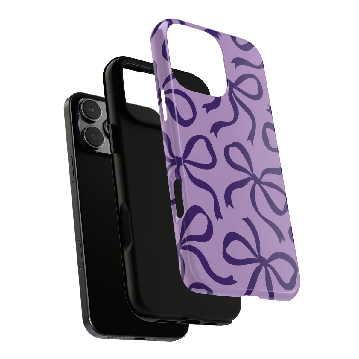 Bold Lilac and Deep Purple Bow Pattern Phone Case
