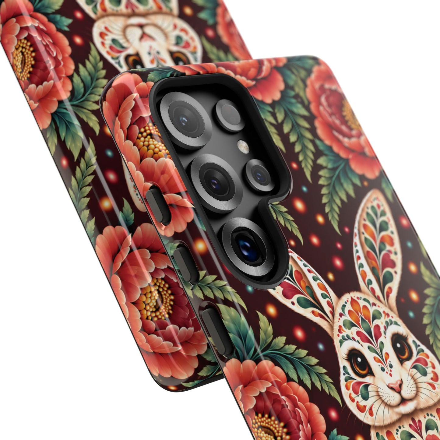 Cute Terracotta and Teal Calavera Bunny Phone Case - Phone Case