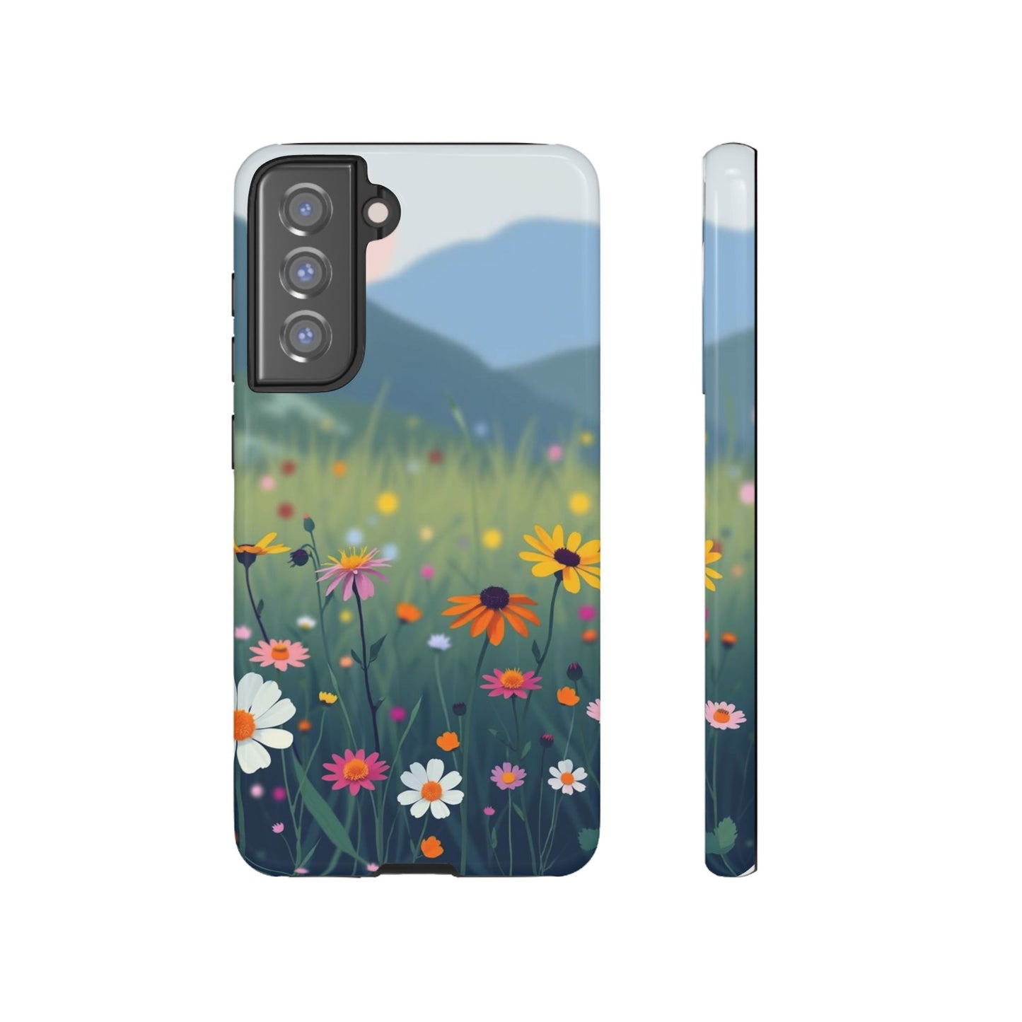 Samsung Galaxy S21 FE / Glossy Phone Case - Vibrant Meadow Design Phone Case