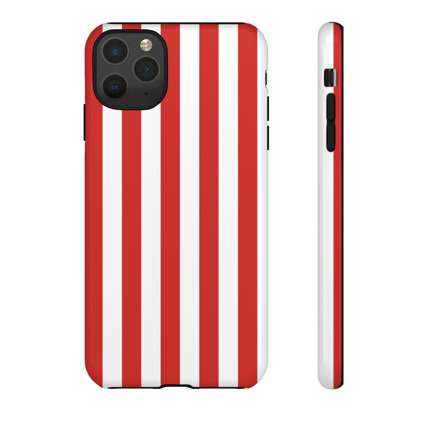iPhone 11 Pro Max / Glossy Phone Case - Simple Dark Orange & White Stripe Pattern Phone Case