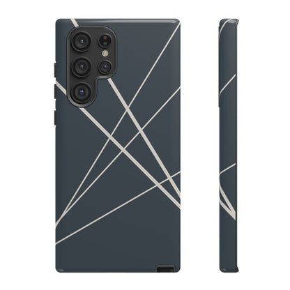 Samsung Galaxy S22 Ultra / Glossy Phone Case - Abstract Blue with Beige Lines Phone Case