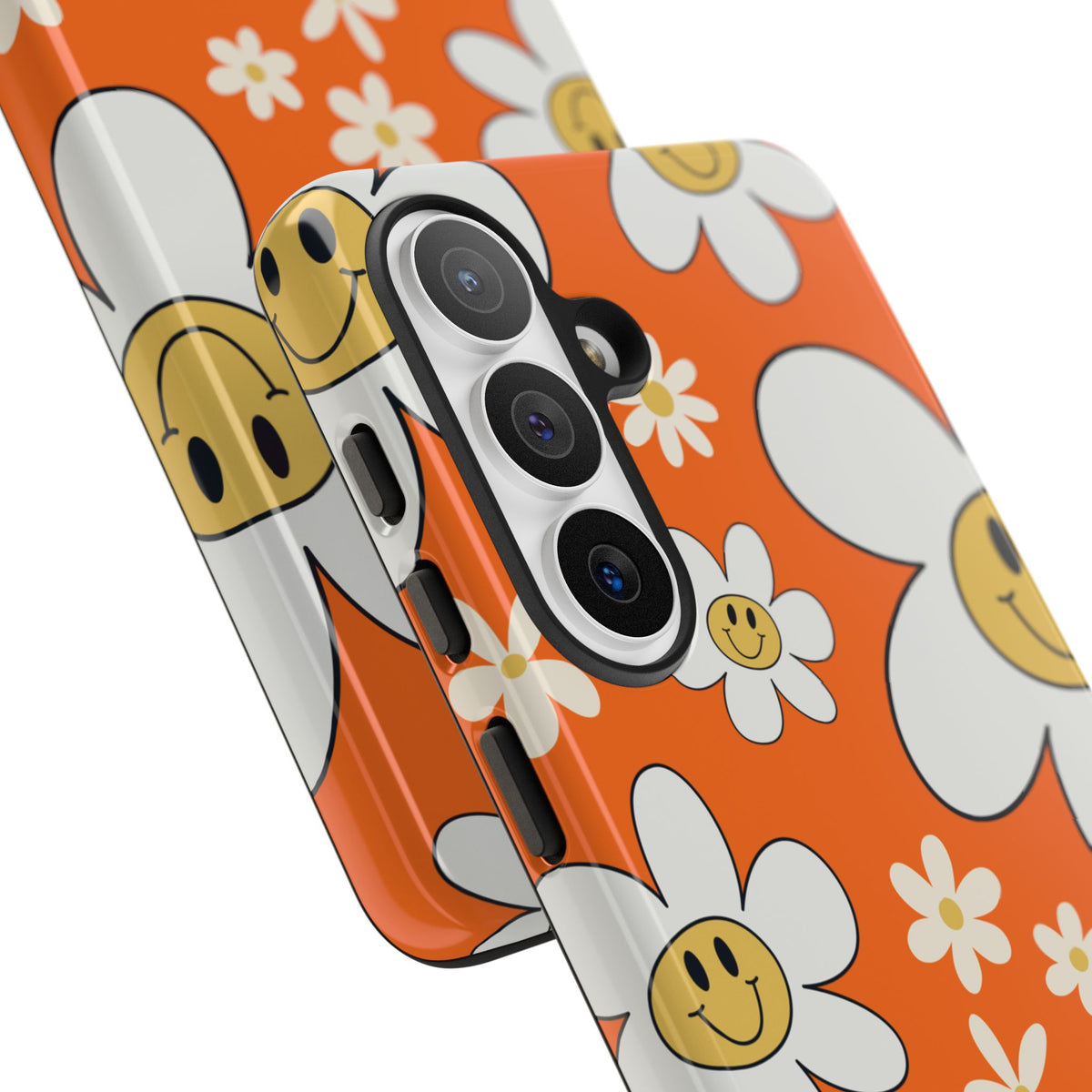 Fun Retro Daisy Pattern with Orange Background Phone Case - Orange Phone Case