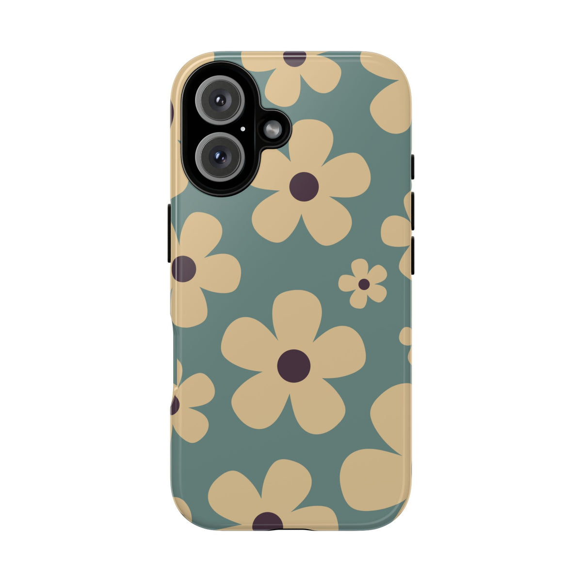 Cute Blue & Cream Daisy Pattern Phone Case - Blue Phone Case - iPhone 16 / Glossy