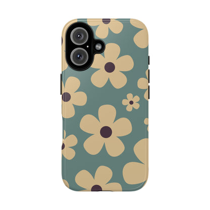 Cute Blue & Cream Daisy Pattern Phone Case - Blue Phone Case - iPhone 16 / Glossy