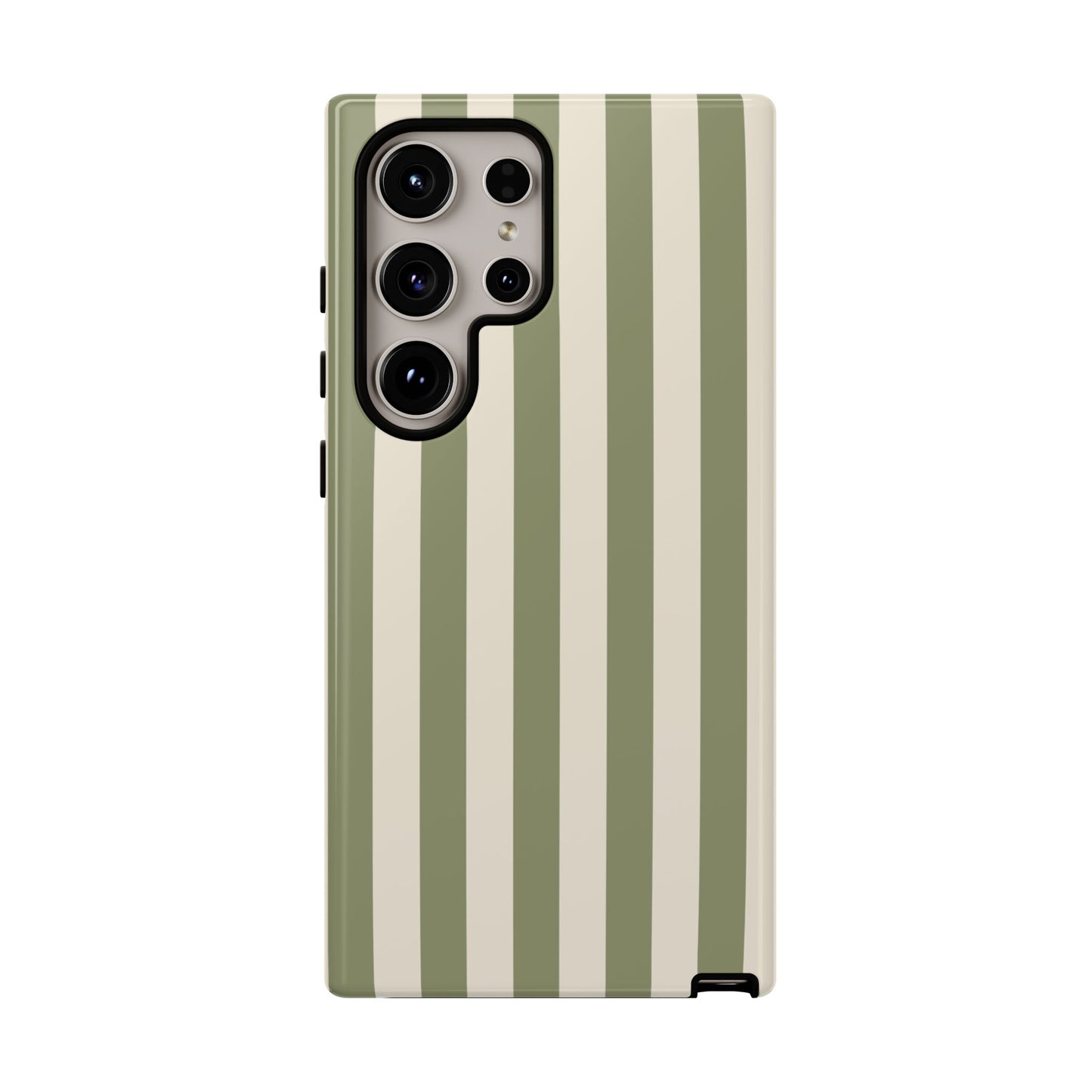 Samsung Galaxy S24 Ultra / Glossy Phone Case - ’Olive & Beige Stripe Pattern’ Phone Case