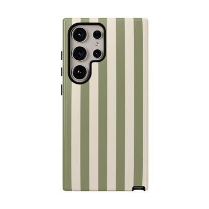 Samsung Galaxy S24 Ultra / Glossy Phone Case - ’Olive & Beige Stripe Pattern’ Phone Case