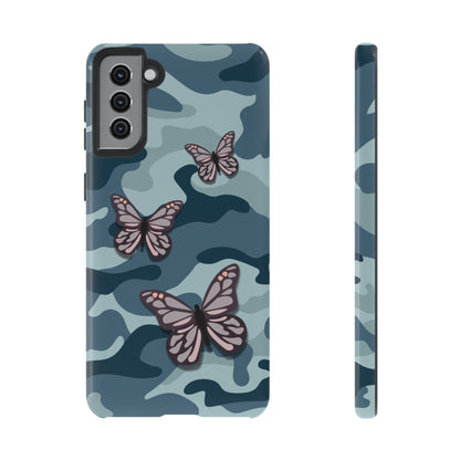 Dark Blue Butterfly Camo Phone Case - Blue Phone Case - Samsung Galaxy S21 Plus / Glossy