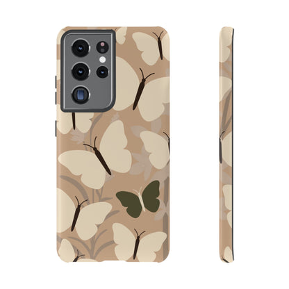 Minimalist Beige Butterfly Pattern Phone Case - Beige Phone Case - Samsung Galaxy S21 Ultra / Glossy