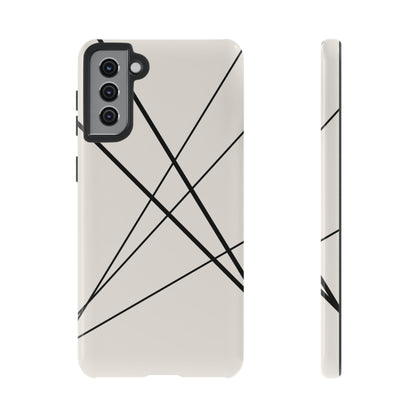 Samsung Galaxy S21 Plus / Glossy Phone Case - Abstract White with Black Lines Phone Case