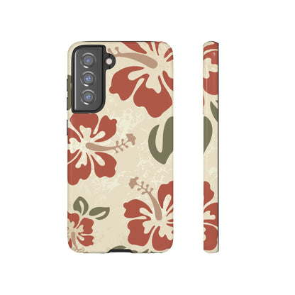 Samsung Galaxy S21 FE / Glossy Phone Case - ’Boho Chic Hibiscus Pattern #1’ Phone Case