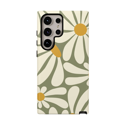 Retro Green Daisy Pattern #1 Phone Case - Green Phone Case - Samsung Galaxy S24 Ultra / Glossy
