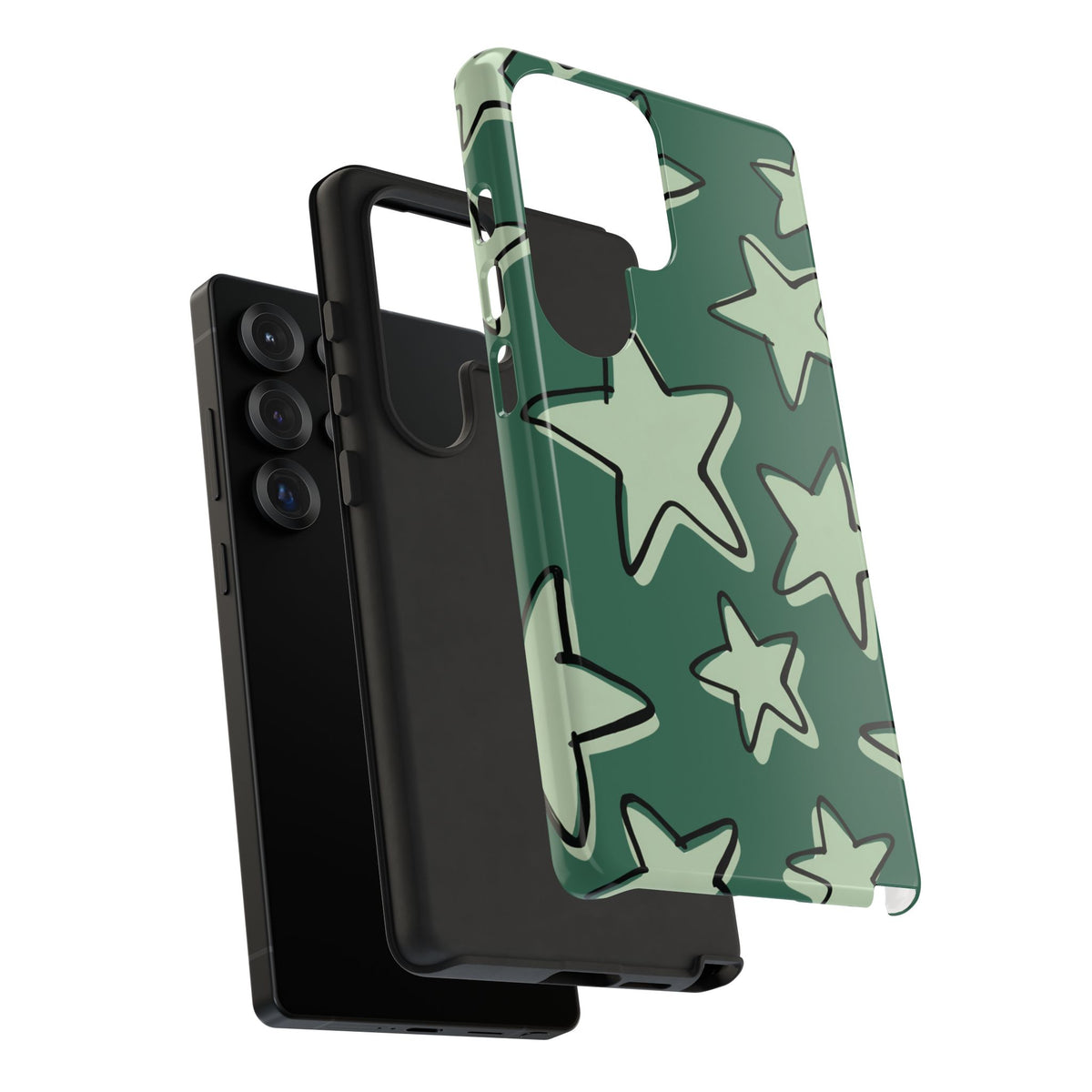 Forest Green Doodle Star Phone Case