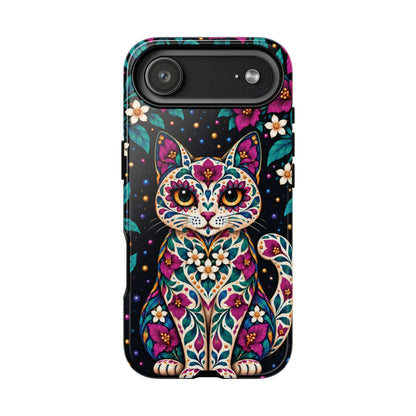 Vibrant Purple and Teal Calavera Cat Phone Case - Multicolor Phone Case - iPhone 17 Air / Glossy