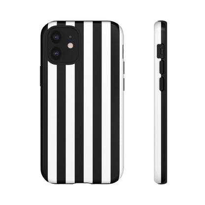iPhone 12 Mini / Glossy Phone Case - Simple Black & White Stripe Pattern Phone Case
