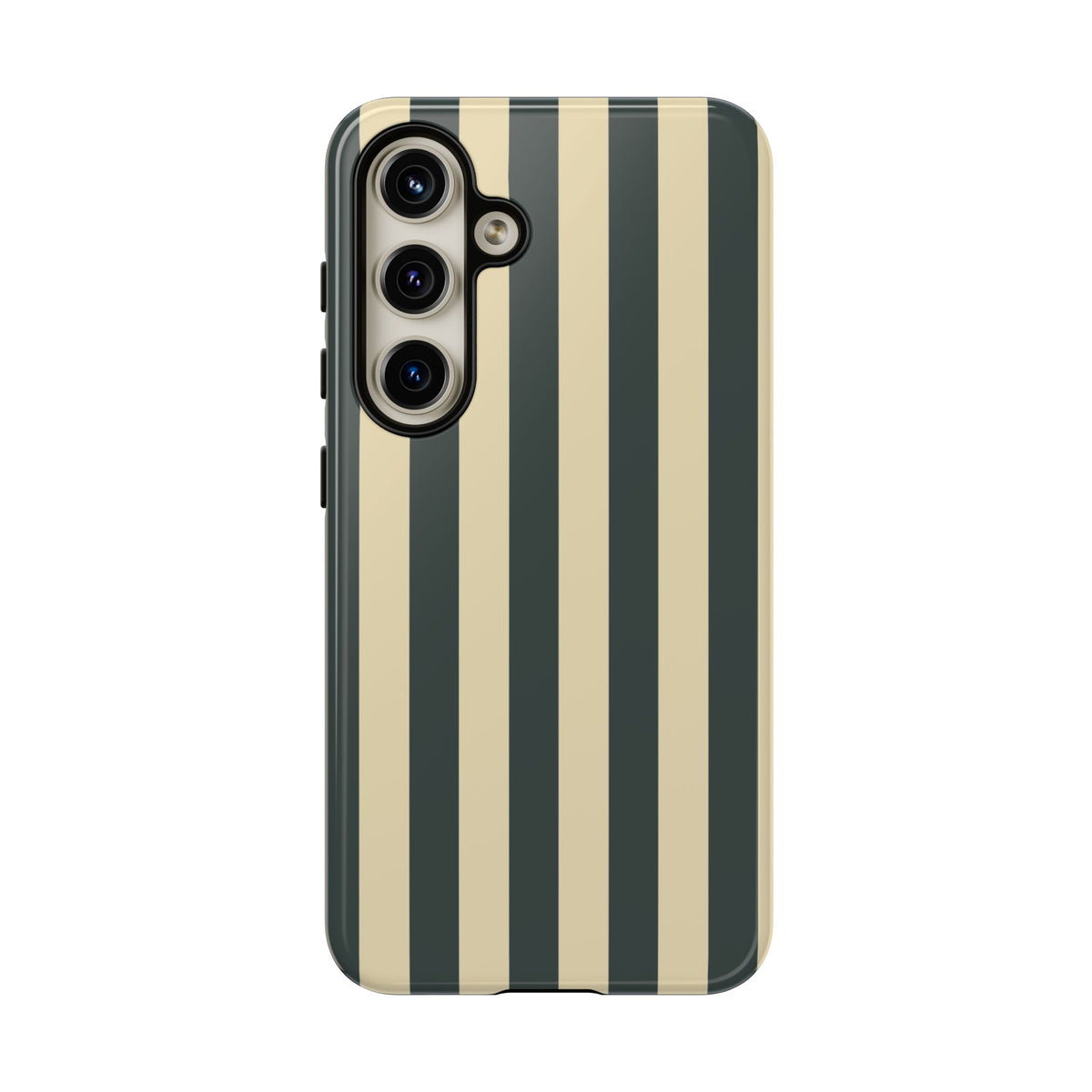 Green & Beige Stripe Pattern Phone Case - Green Phone Case - Samsung Galaxy S24 / Glossy