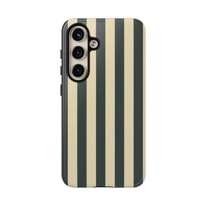 Green & Beige Stripe Pattern Phone Case - Green Phone Case - Samsung Galaxy S24 / Glossy