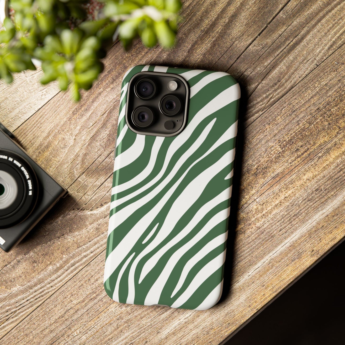 Modern Sage Zebra Print Phone Case
