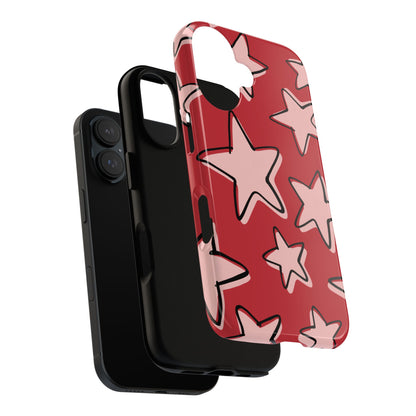 Cherry Red Doodle Star Phone Case