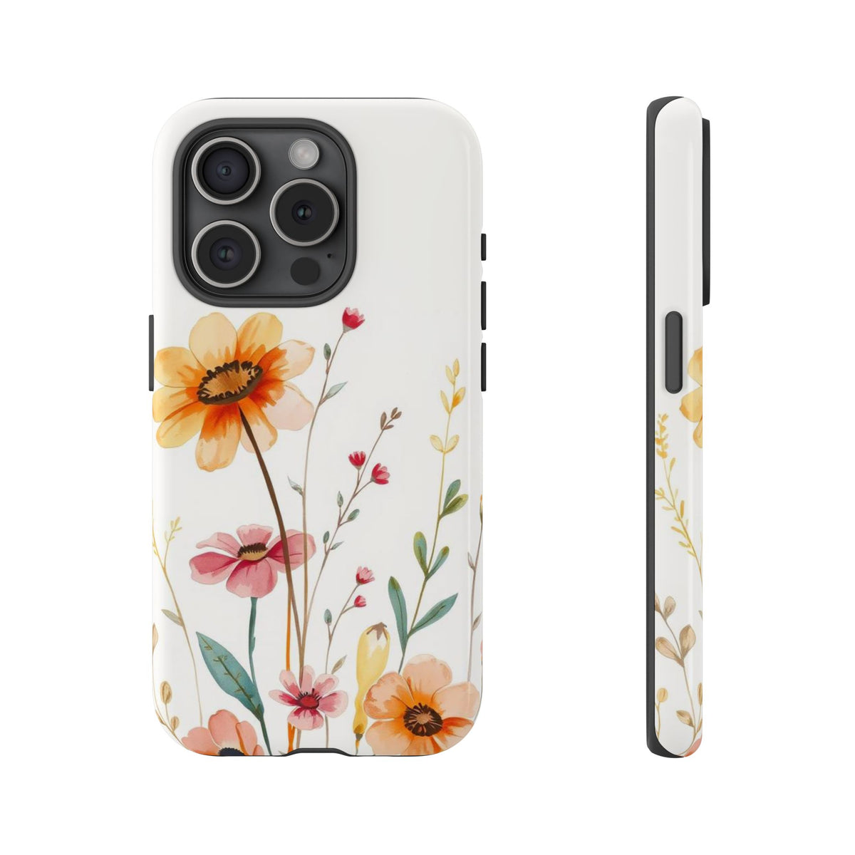 Boho Chic Watercolour Wild Blooms Pattern Phone Case - Multicolor Phone Case - iPhone 15 Pro / Glossy