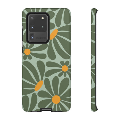 Retro Green Daisy Pattern Phone Case - Green Phone Case - Samsung Galaxy S20 Ultra / Glossy