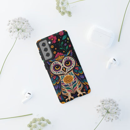 Vibrant Purple and Teal Calavera Owl Phone Case - Multicolor Phone Case