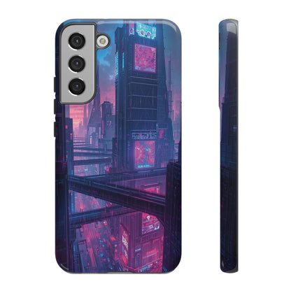 Neon Cyberpunk Megacity Sci-fi Phone Case - Blue Phone Case - Samsung Galaxy S22 Plus / Glossy