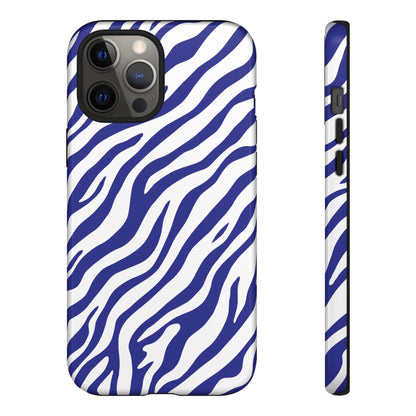 Stylish Electric Blue Zebra Print Phone Case