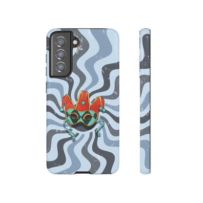 Samsung Galaxy S21 FE / Glossy Phone Case - Venetian Jester Mask – Blue Retro Soft Revival Phone Case