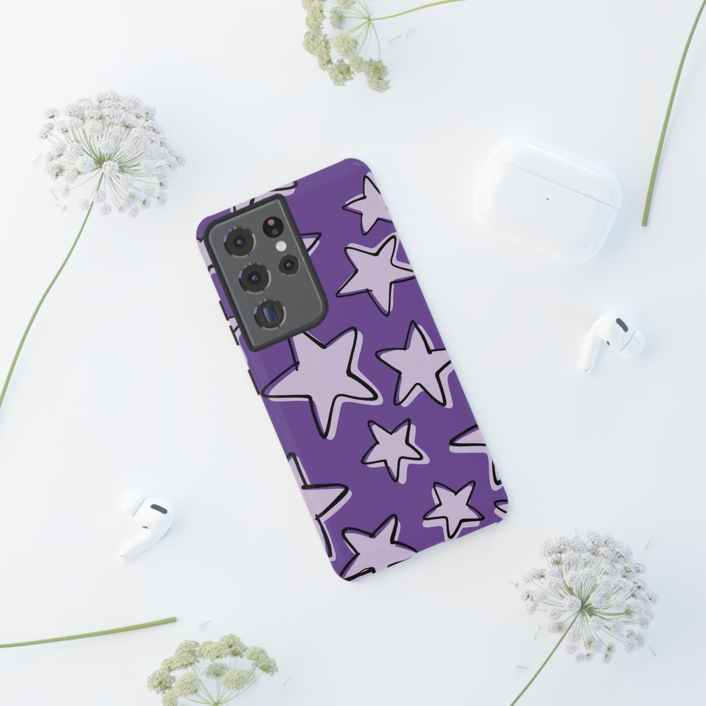 Violet Purple Doodle Star Phone Case