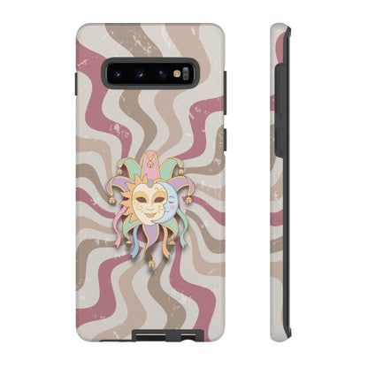 Sun & Moon Jester Mask – Pink Retro Wave Phone Case - Pink Phone Case