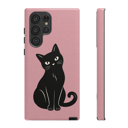 Minimalist Blush Pink & Black Cat Phone Case