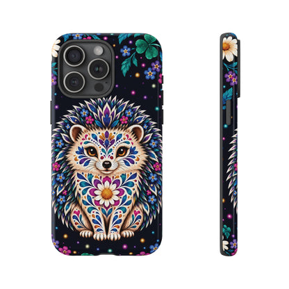 Vibrant Purple and Teal Calavera Hedgehog Phone Case - Multicolor Phone Case - iPhone 15 Pro Max / Glossy