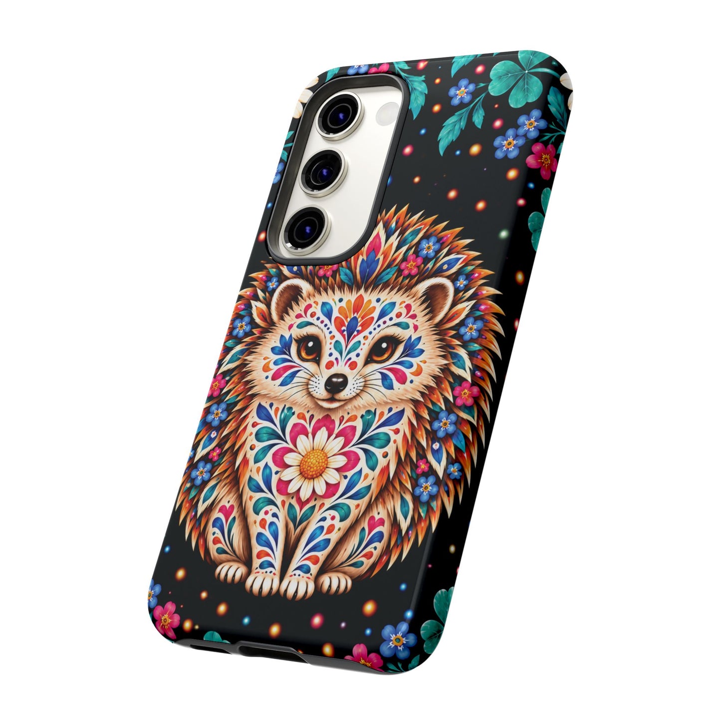 Vibrant Orange and Turquoise Calavera Hedgehog Phone Case - Multicolor Phone Case