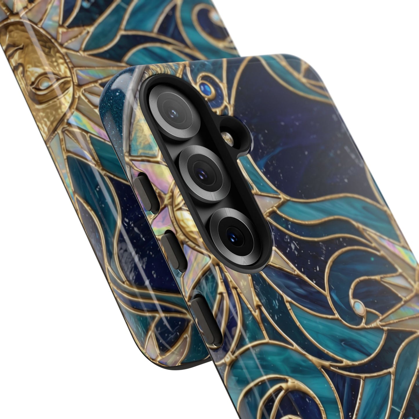 Elegant Teal & Gold Celestial Suns Phone Case