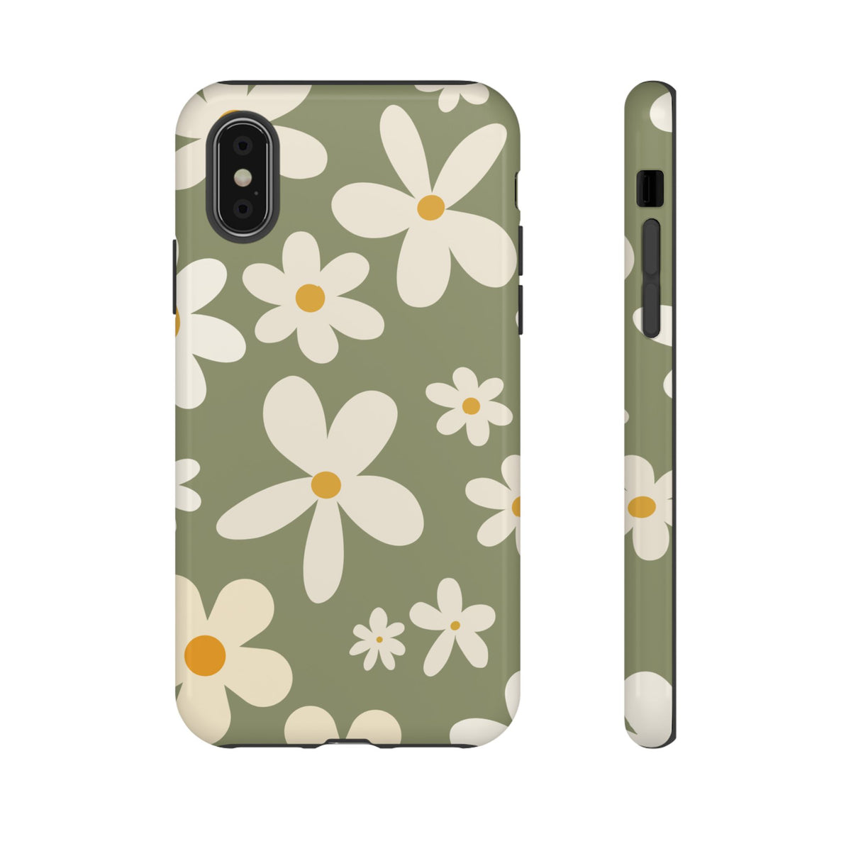 Chic Green Daisy Pattern Phone Case - Green Phone Case - iPhone XS / Glossy