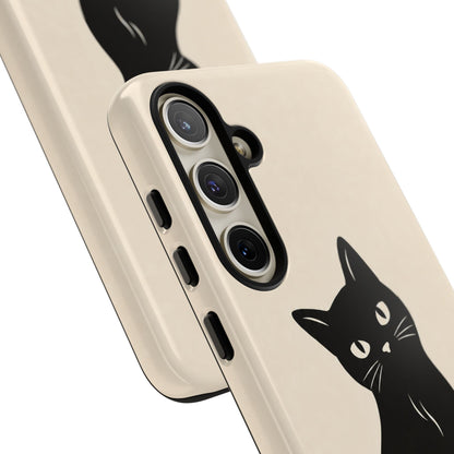 Minimalist Cream & Black Cat Phone Case