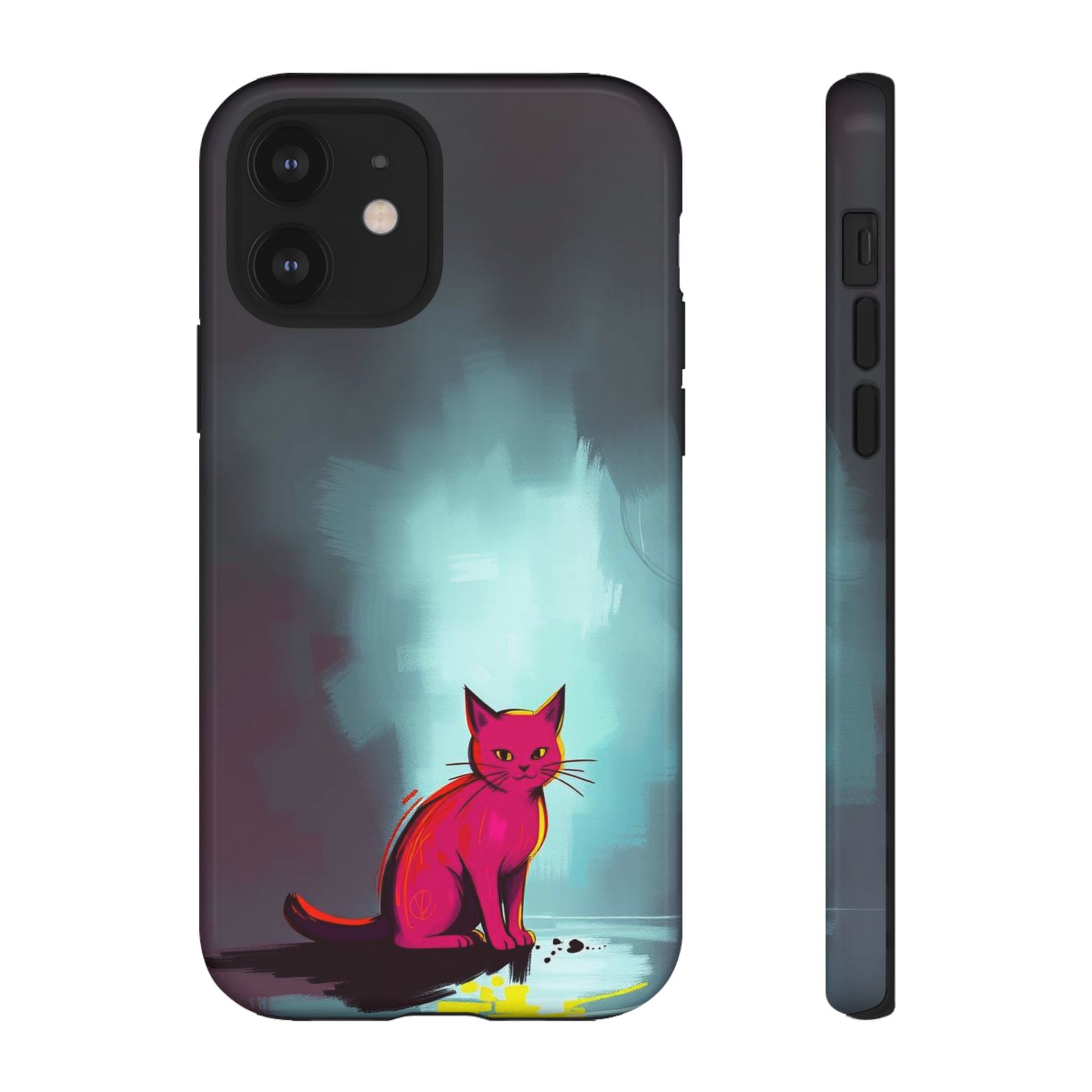 Pop Art Moody Cat Design Phone Case - Multicolor Phone Case - iPhone 12 / Glossy