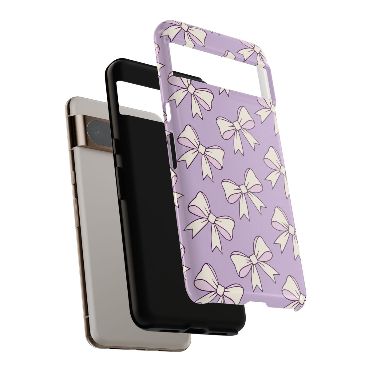 Chic Lilac Bow Pattern Phone Case