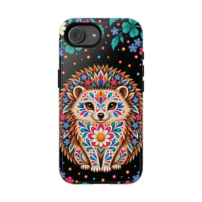 Vibrant Orange and Turquoise Calavera Hedgehog Phone Case - Multicolor Phone Case - iPhone 17e / Glossy