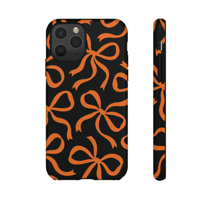 Bold Black and Burnt Orange Bow Pattern Phone Case