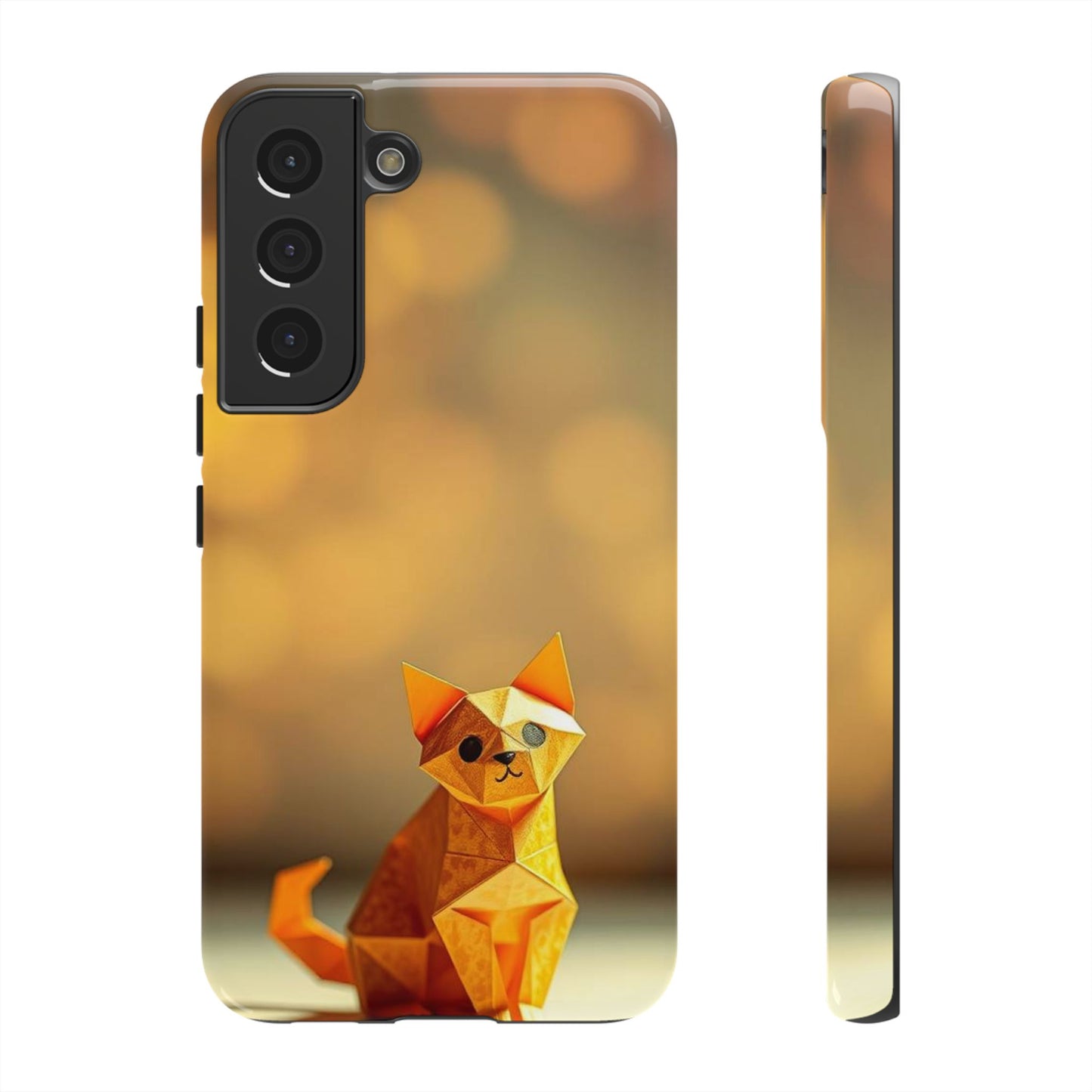 Samsung Galaxy S22 / Glossy Phone Case - Origami Cat Design Phone Case
