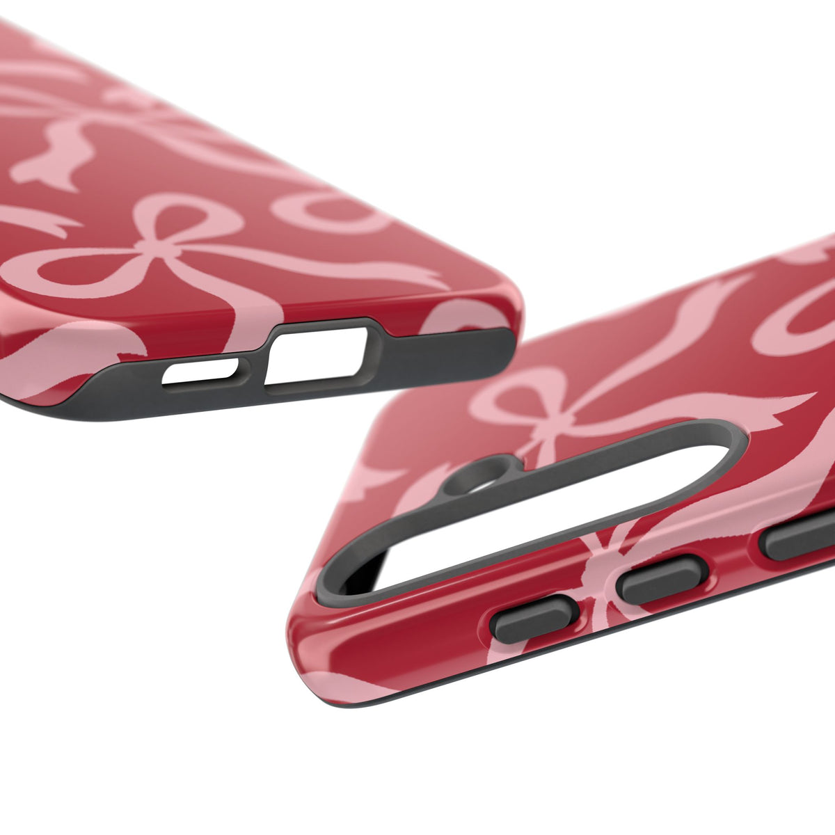 Bold Raspberry Red and Blush Pink Bow Pattern Phone Case - Red Phone Case