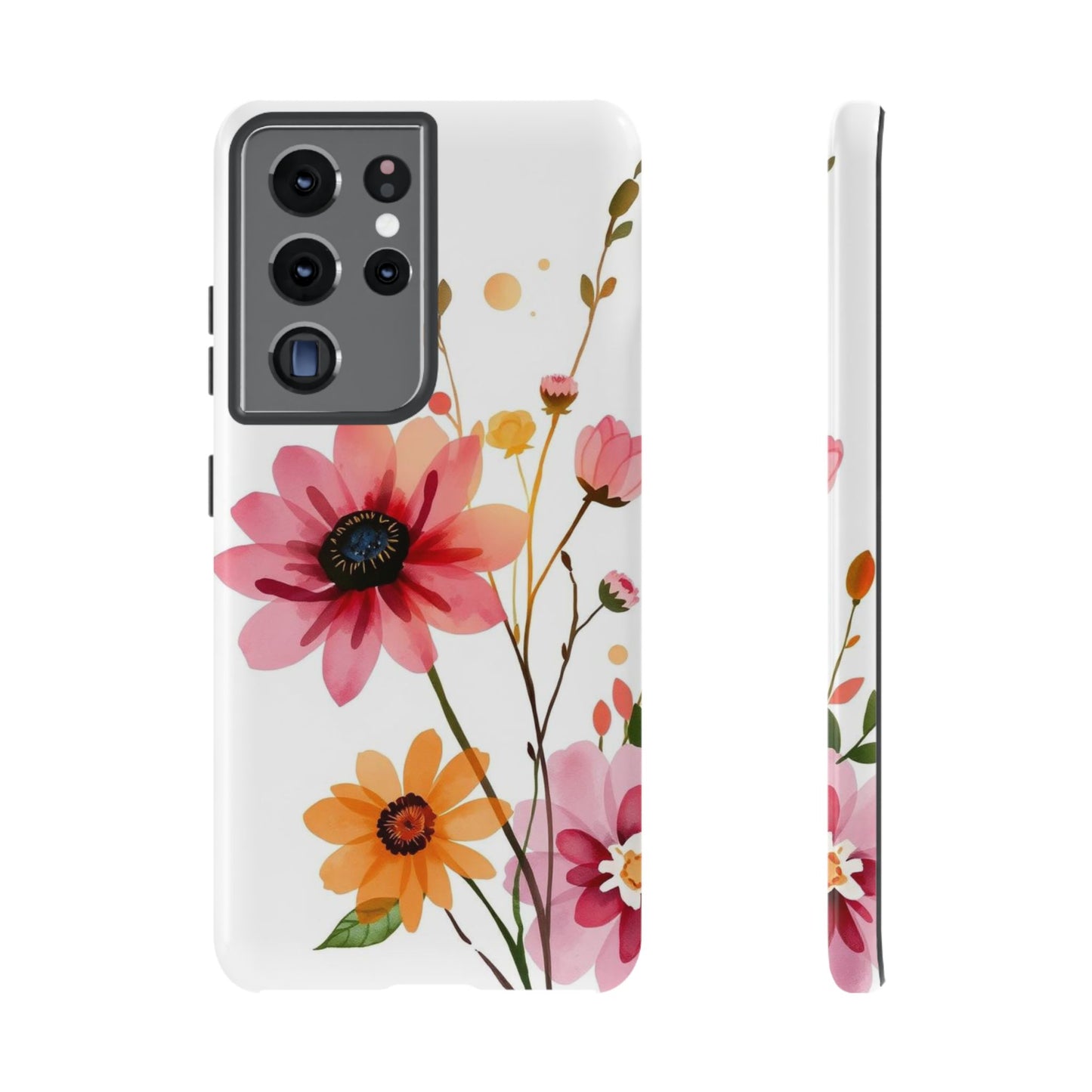 Samsung Galaxy S21 Ultra / Glossy Phone Case - Watercolour Style Simple Wildflower Design Phone Case