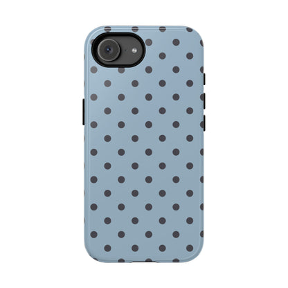 Light Blue with Dark Blue Dot Pattern Phone Case - Blue Phone Case - iPhone 17e / Glossy