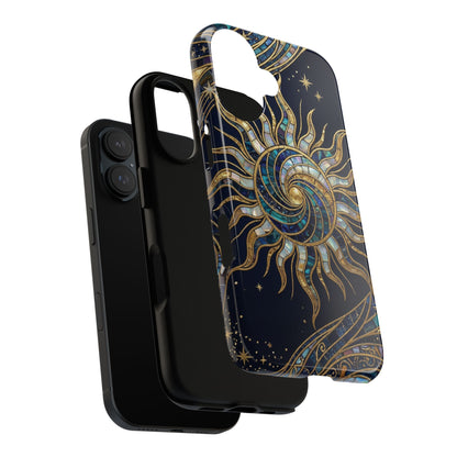 Elegant Navy & Gold Solar Spiral Phone Case