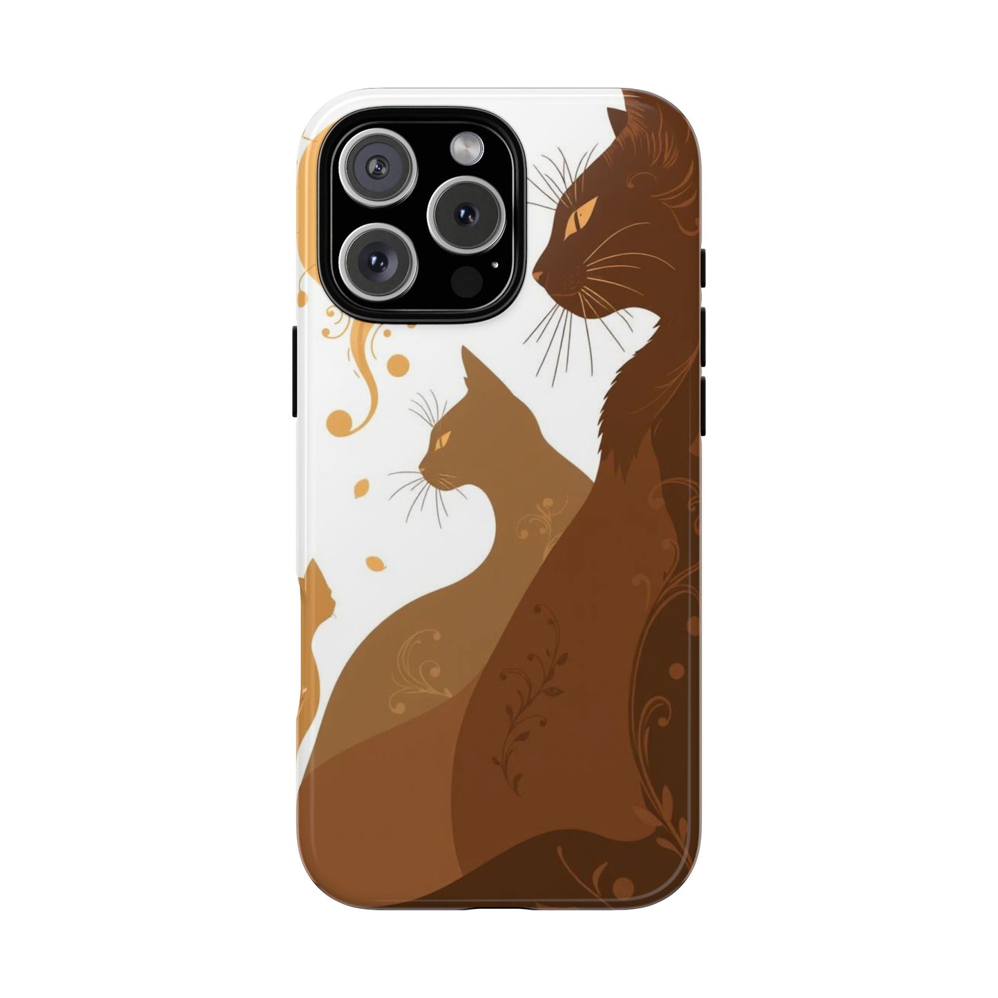 iPhone 16 Pro Max / Glossy Phone Case - Abstract Cat Pattern Design Phone Case