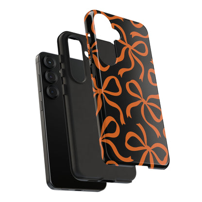 Bold Black and Burnt Orange Bow Pattern Phone Case